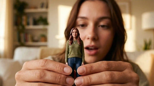 Custom 3D portrait figurine held in hands, a keepsake gift made from photo