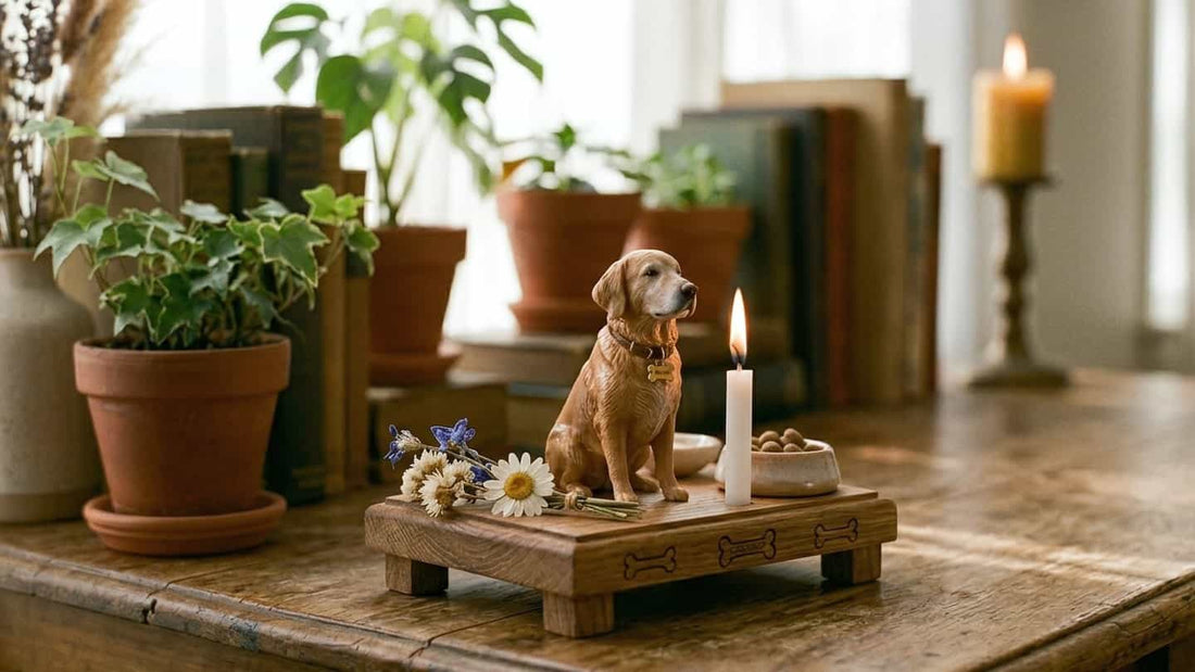 Custom pet memorial figurine gift box presentation for someone who lost a pet