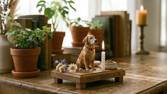 Custom pet memorial figurine gift box presentation for someone who lost a pet
