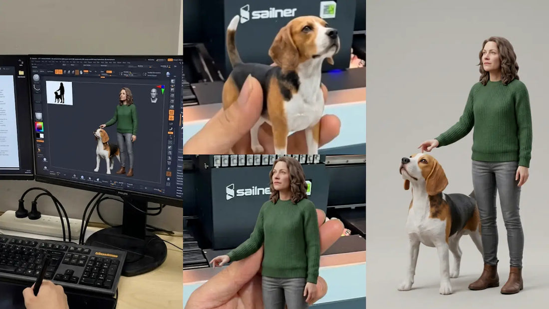 Behind-the-scenes look at designing a custom 3D figurine from an old photo to finished piece