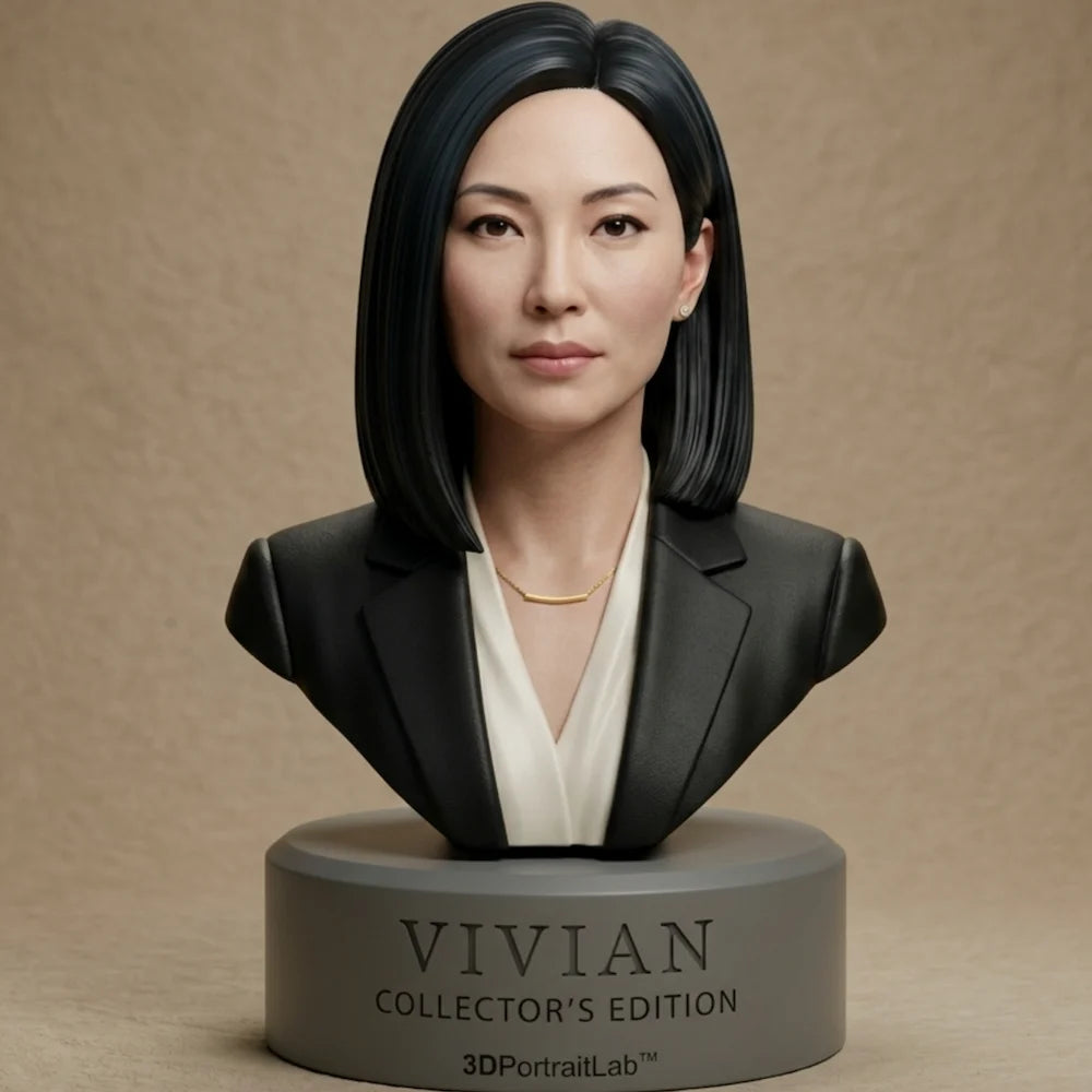 Custom 3D printed portrait bust of a woman in a business jacket, Signature Series Collector's Edition — 3D Portrait Lab